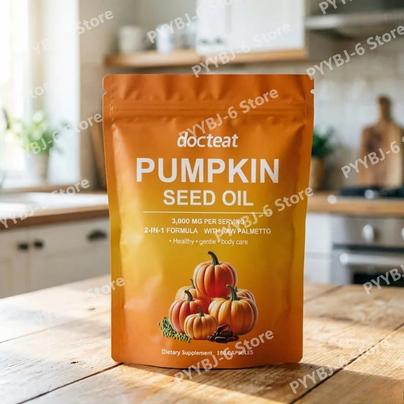 Pumpkin Seed Oil 3,000mg 2-in-1 Formula with Saw Palmetto Supports Gentle Body Care180 Capsules Dietary Supplement for Adults