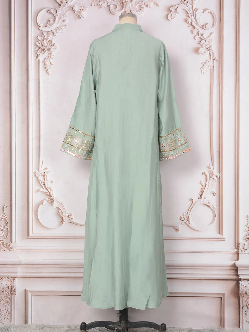 2025 Muslim Women Long Sleeve Kaftan Arabic Sequins Embroidered Party Evening Long Abaya Muslim Fashion Dresses Abaya Dubai