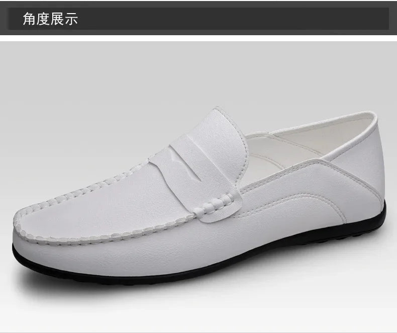 Summer new men's casual leather shoes spot 2024 cross-border large size trend fashion soft bean shoes low-top men's shoes