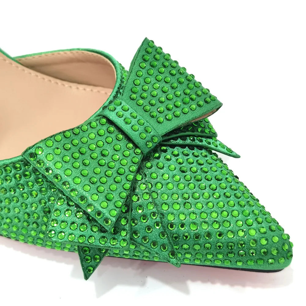 2022 Fashion Womens Dress Shoes Open Toe Ladies Sandals with Heels Latest African Women Wedding Shoes Decorated with Rhinestone