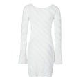 Women's Dress, White Knitted Fabric, Boat Collar A-word Short Skirt, Backless Lace-up.