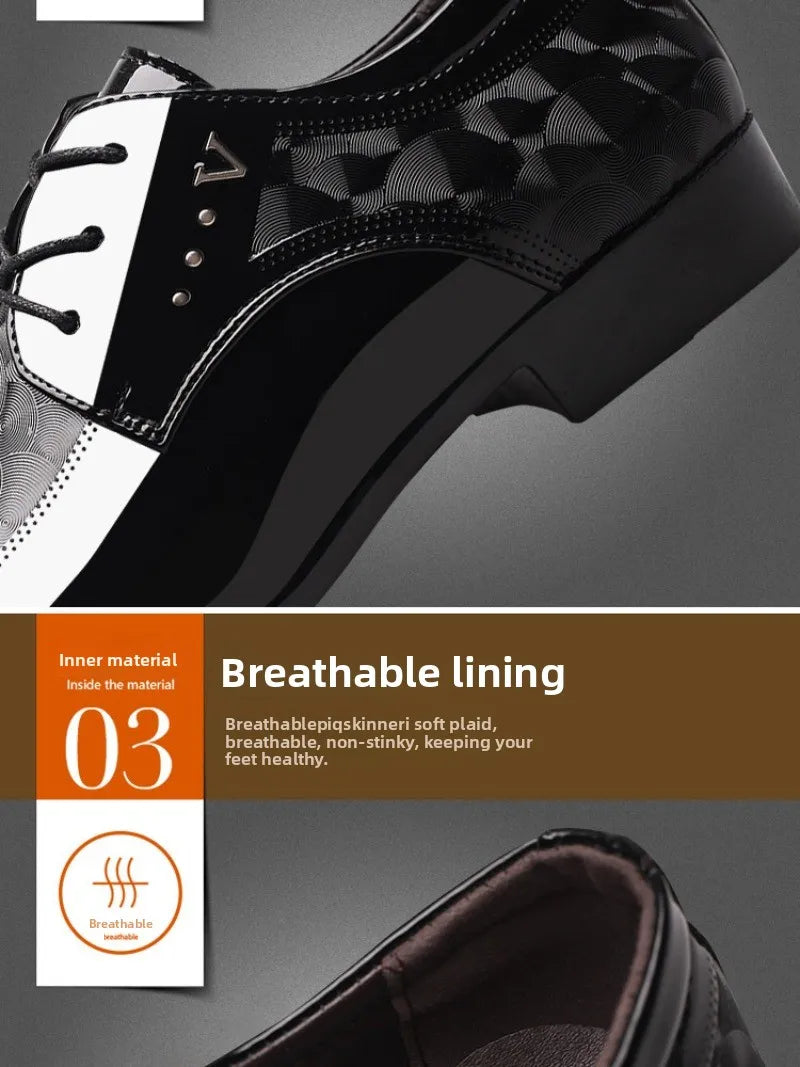 Italian Men's Leather Shoes Point Toe Business Dress Shoes Casual Office Shoe Lace Up Oxfords Luxury Wedding Party Shoes for Men
