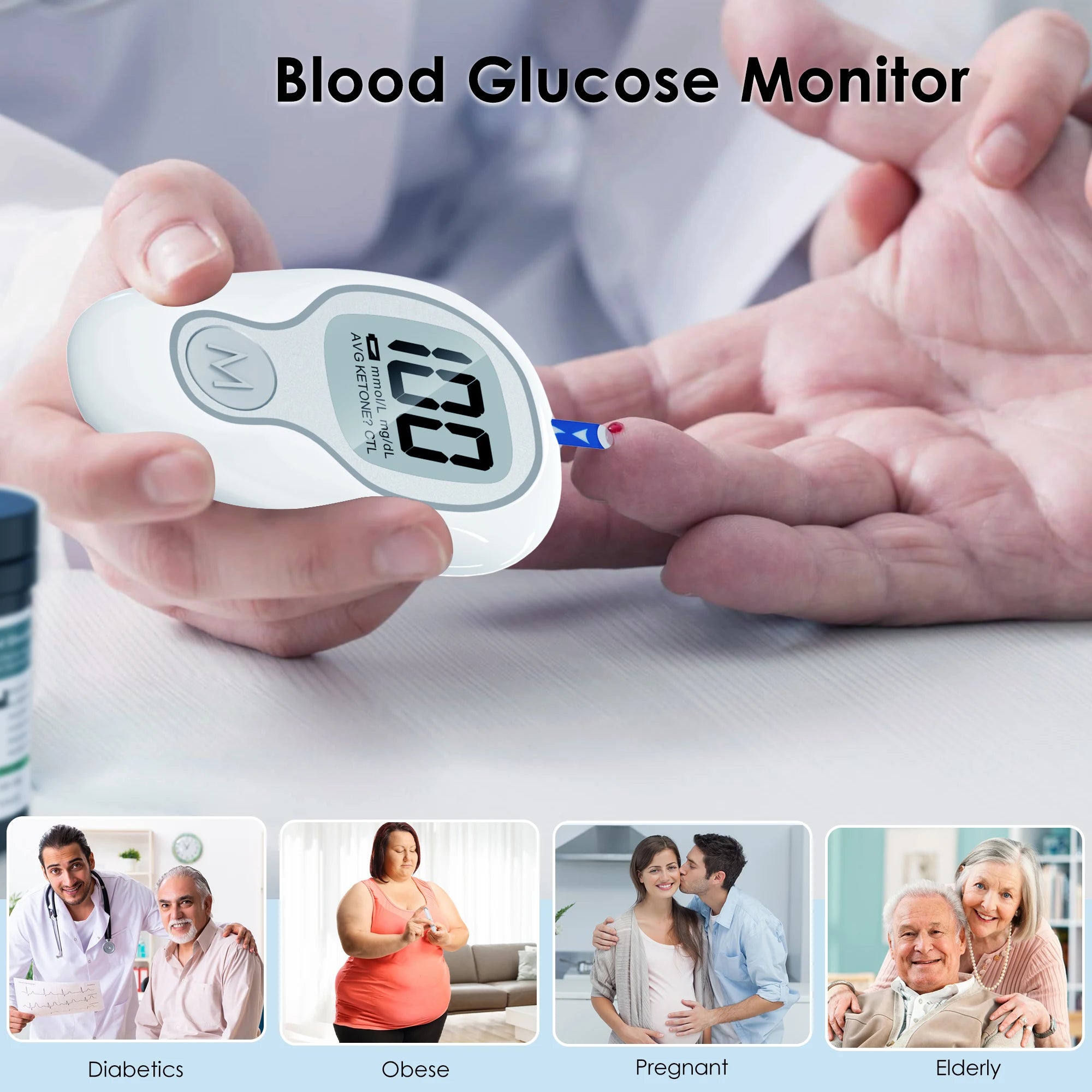 LinkSun G-425-1/-2/-3 Glucosemeter Monitor Complete Kit 10/50/100pcs Test Strips Blood Sugar Tester Diabetes Blood Glucose Meter
