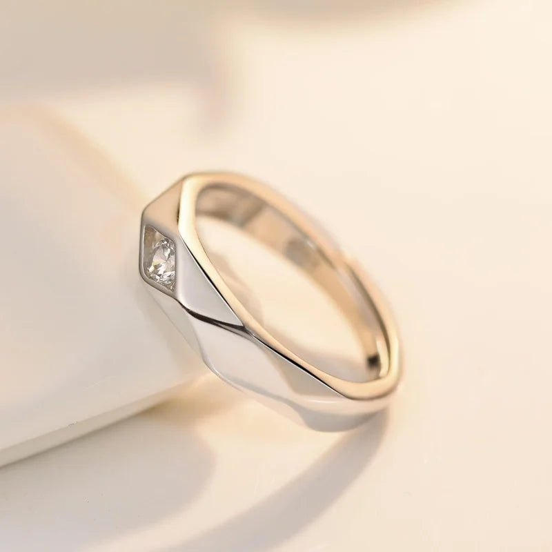 Avenneth New Simple Stainless Steel Geometry Rings Adjustable Couple Open Ring For Women Men Wedding Fashion Jewelry Gifts