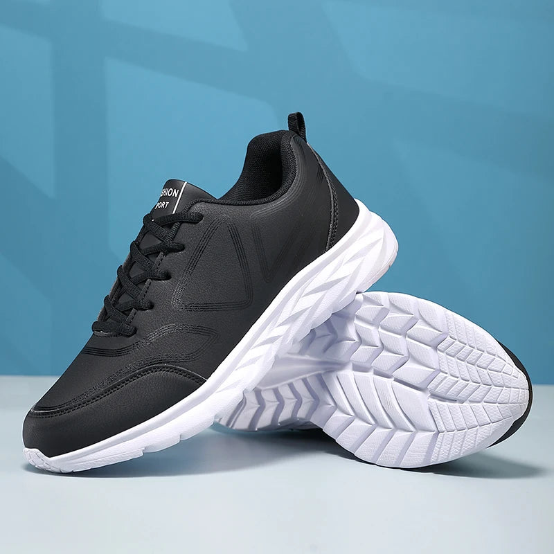 Men's Sports Shoes Leather Lightweight Comfortable Casual Shoes Cushioning Sports Shoes Outdoor Waterproof Walking Shoes for Men