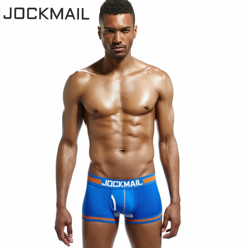 JOCKMAIL Men Underwear Boxes Mesh Quick Drying Ice Silk Breathable Youth Fashion Calzoncillos Sexy Am Gosteren Killer Sansursuz