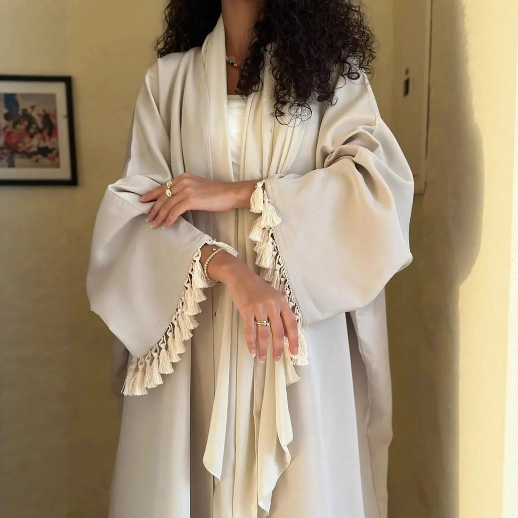 Dubai Abbayas for Women Muslim Dress Open Abayas Fringed Kimono Cardigan Caftan Marocain Femme Robe Dubai Abayo Islamic Clothing