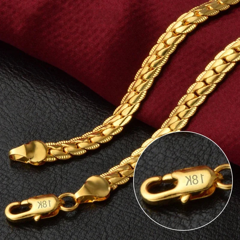 925 Sterling Silver 18K Gold Full Sideways Figaro Chain Necklace For Woman Man Fashion Wedding Engagement Jewelry Gifts