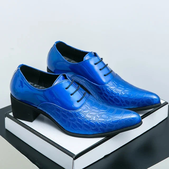 Luxury Multiple Colors High Heel Men's Shoes Fashion Moccasin Man Wedding Shoes Groom Designer Pointed Toe Leather Dress Oxfords