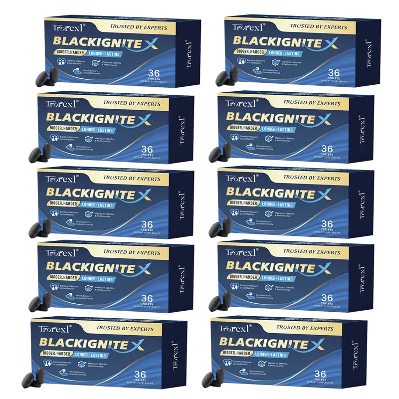 Black IgniteX Male Endurance Booster Supplement, Masculine Drive, Superior Pumps & Fullness, Saw Palmetto Oyster Tablets