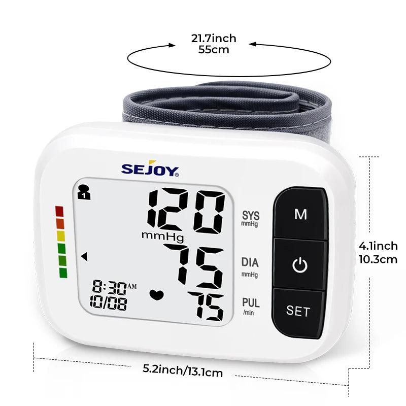 Sejoy Digital Wrist Blood Pressure Monitor,Finger Pulse Oximeter OLED Blood Oxygen Saturation,Heart Rate Meter BP Monitor