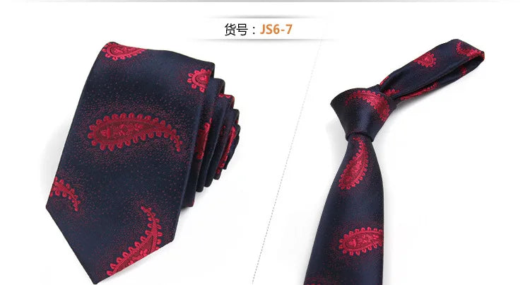 Fashion Ties for Men Accessories 6cm Fashion Business Wedding Classic Silk Tie Blue Black Red Men's Skinny Narrow Retro Necktie