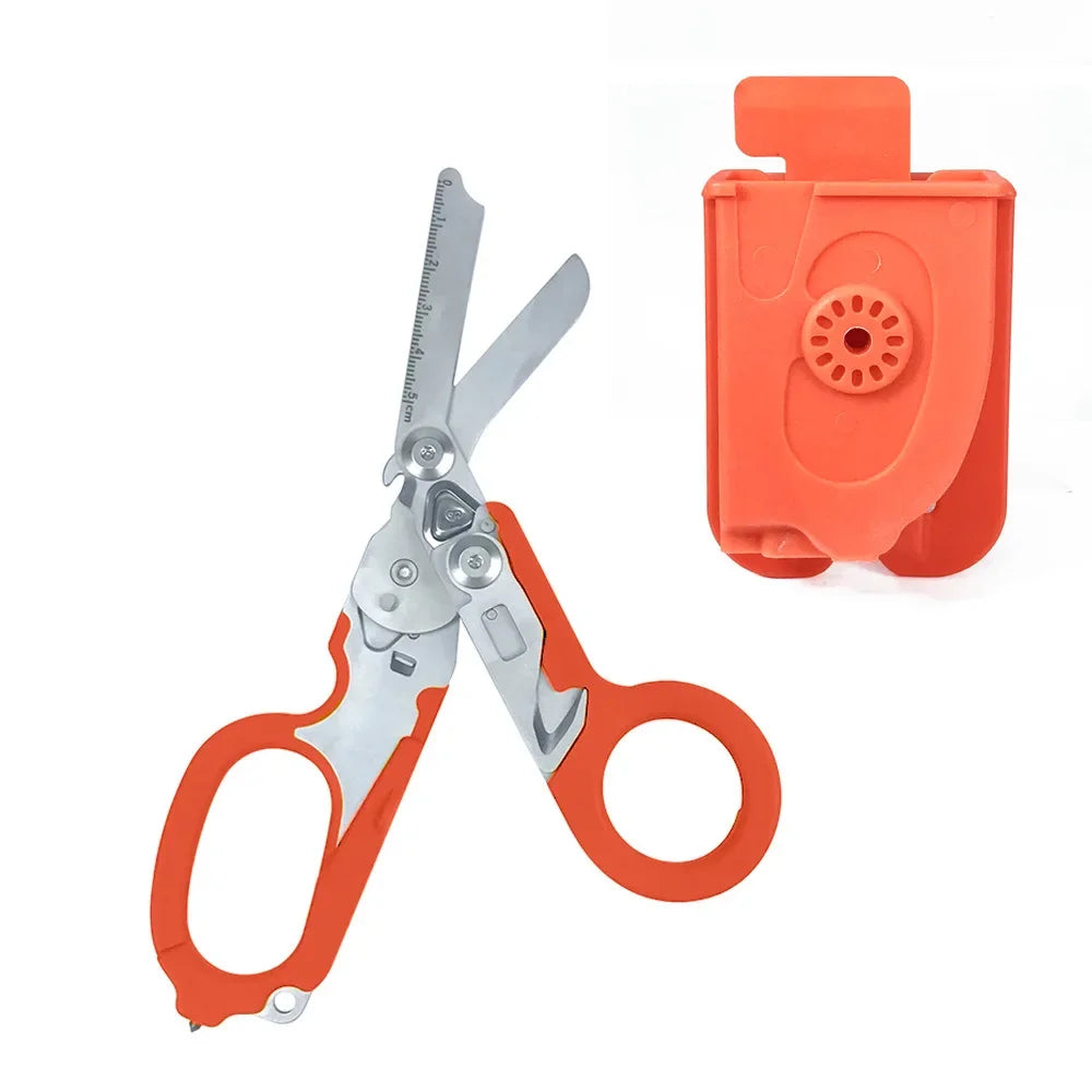 Outdoor Tactical Folding Scissors Raptor Scissors Medical Emergency Multi-functional Scissors Tactical Folding Pliers K Sheath