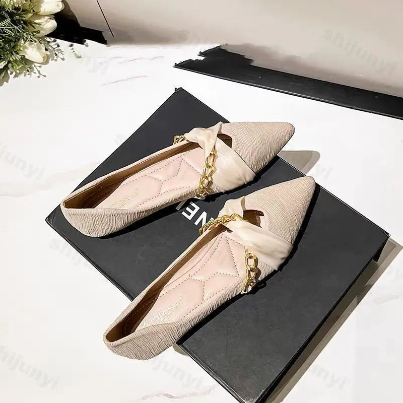 Women's Shoes Flats Office Pointed Toe Luxury Casual Shoes 2025 Flat Anti Slip Lightweight Women's Elegant Dress Banquet Shoes