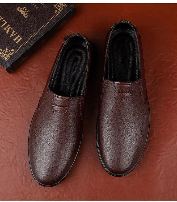 Men's Casual Business Leather Shoes Fashion Soft Bottom Oxfords Male Wedding Party Office Business Shoes Slip-on Outdoor Flats