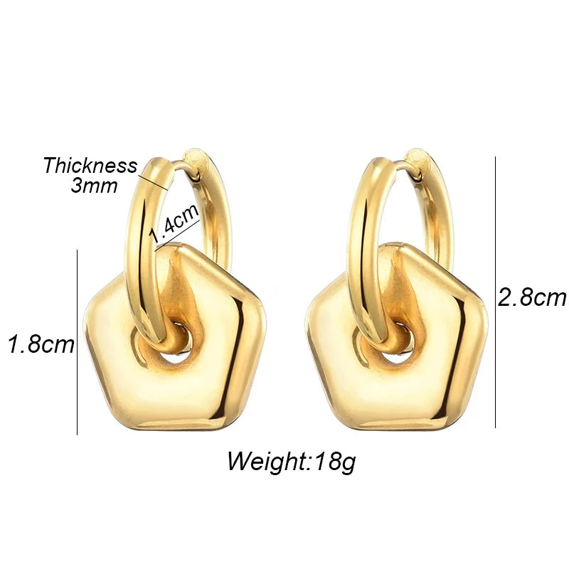 Stainless Steel Round Star Moon Heart Pendant Hoop Earrings for Women Fashion Classic Y2K Jewelry Gold Silver Color Earring
