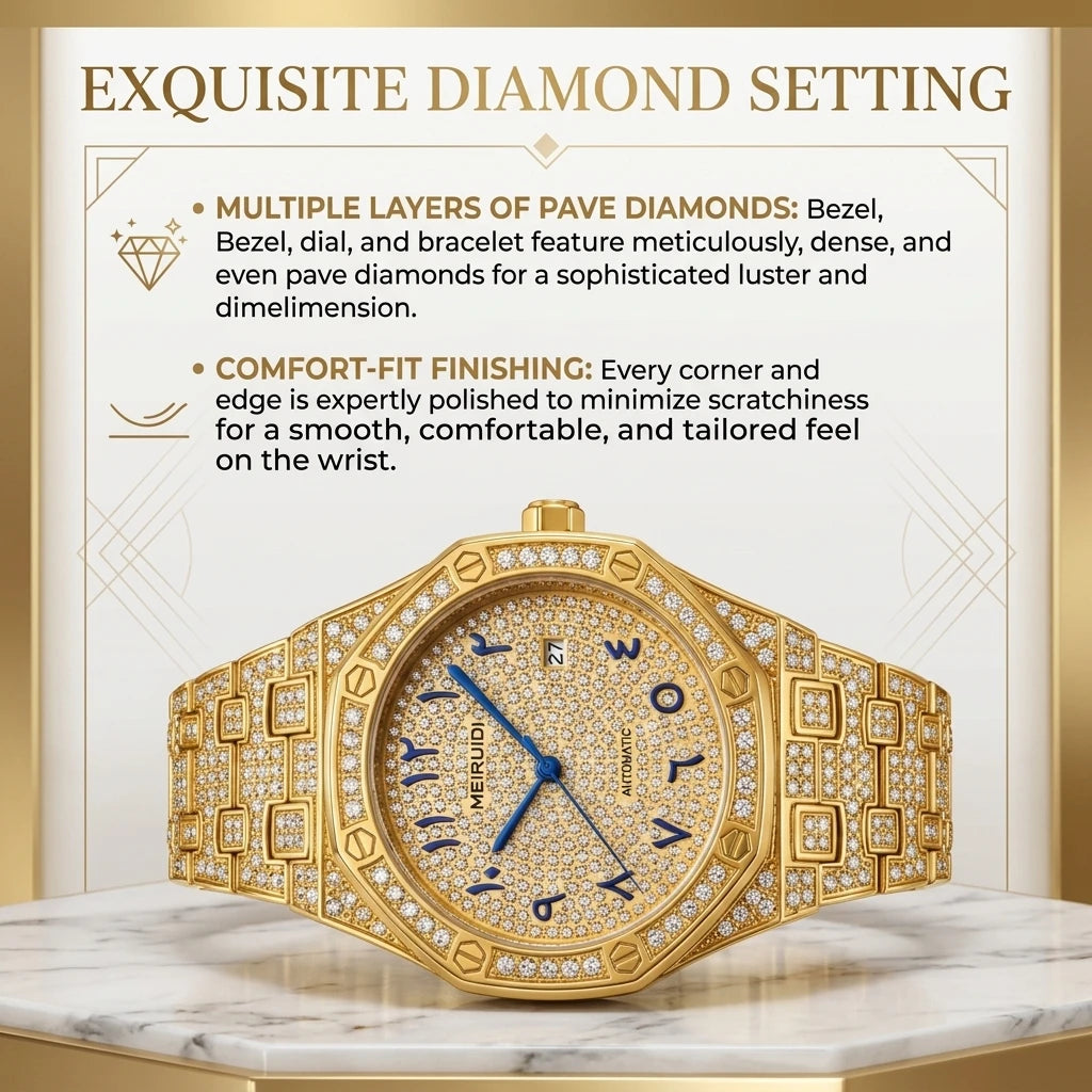 1 piece fashion shiny watch with automatic mechanical design, fashionable, versatile for daily wear