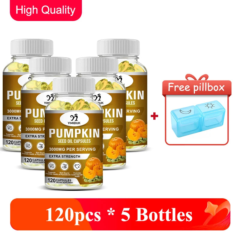Best Pumpkin Seed Oil 3000mg Capsules, Support Heart Health, Cholesterol Support & Antioxidant Benefits, Overall Vitality, Vegan
