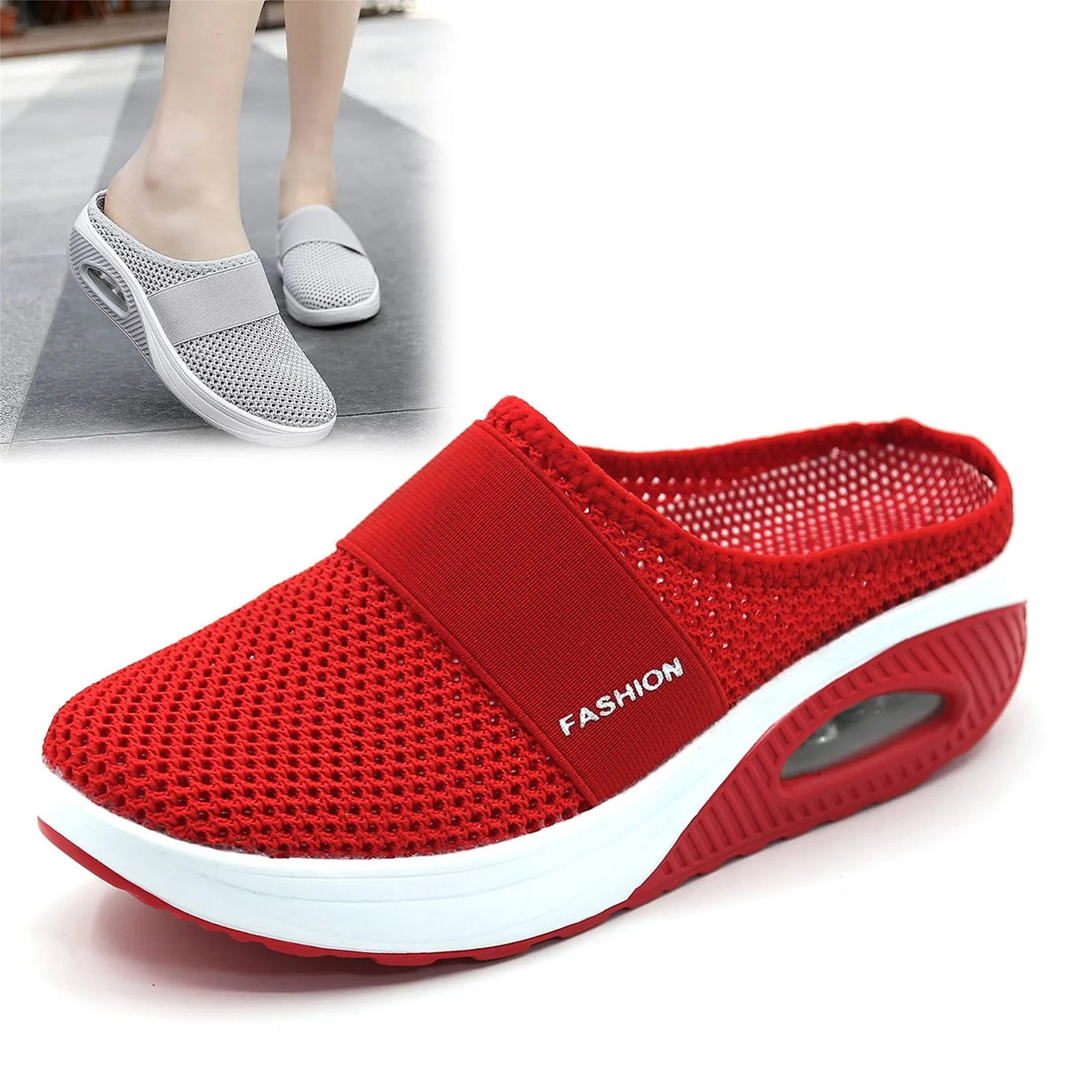 Women Air Cushion Slip On Walking Shoes Breathable Knit Sneakers Lightweight Comfortable Casual Shoes Walking Footwear