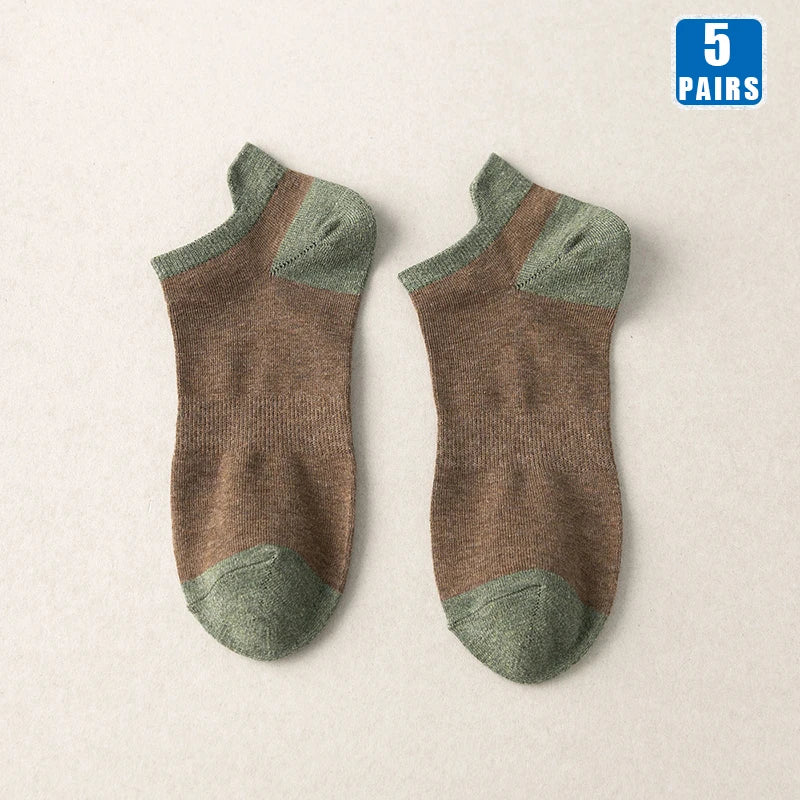 5 Pairs High Quality Cotton Men Short Socks Breathable Casual Spring Summer Crew Ankle Low-Cut Fashion Non-slip Sock for Male