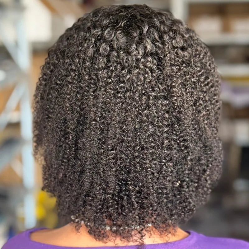 High Quality 180% Density Short Curly Fringe Wig Brazilian Virgin Remy Human Hair Natural Color Full Machine Made for Women