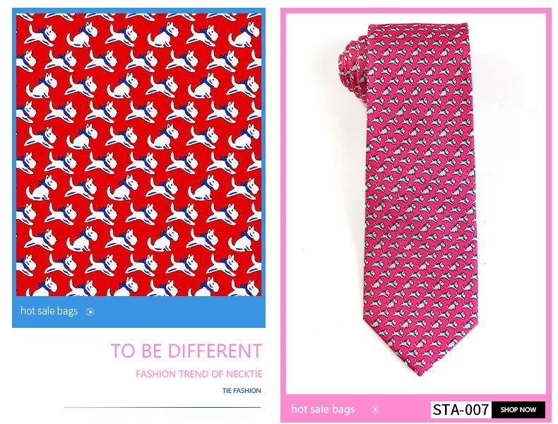 Tailor Smith 100% Silk Ties For Men Handmade Necktie With Animal Pattern Tie Father's Day Birthday Gift Tie
