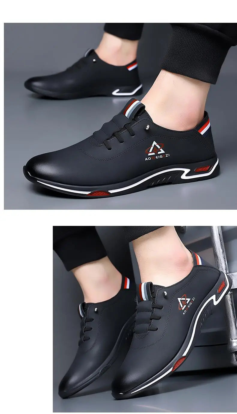 Men's Shoes Fashion Soft Soled Men Casual Shoes British Style Formal Shoes Breathable Lace-Up Bottom Light Sneakers Male Size