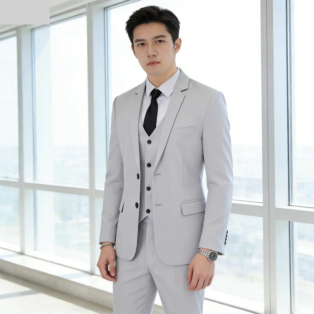 Men's Three-Piece Suit Set Business Career Wedding Groomsmen Best Man Decoration Formal Dress Code Tailored Look