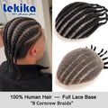 8 Cornrow Braids Hair Prosthesis For Men Durable Hair System For Man Afro 100% Human Hair Hair Prosthesis For Men Black Toupee
