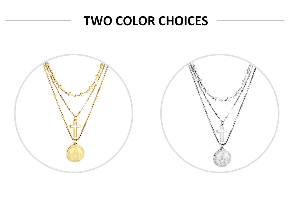Classic Cross Pendant Necklaces For Women Girls Fashion Gold Plated Stainless Steel O Chain Collares Para Mujer Jewelry Gifts