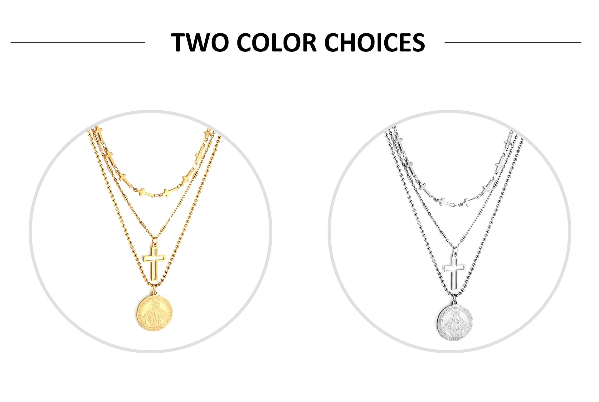 Classic Cross Pendant Necklaces For Women Girls Fashion Gold Plated Stainless Steel O Chain Collares Para Mujer Jewelry Gifts