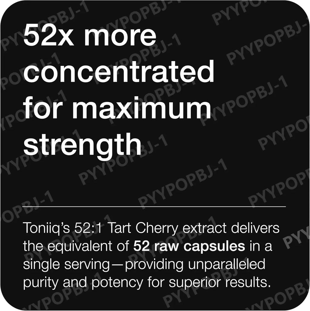 Toniiq Tart Cherry Capsules Ultra High Potency 52:1 Extract - Highly Concentrated - Third-Party Lab Tested for Purity & Quality