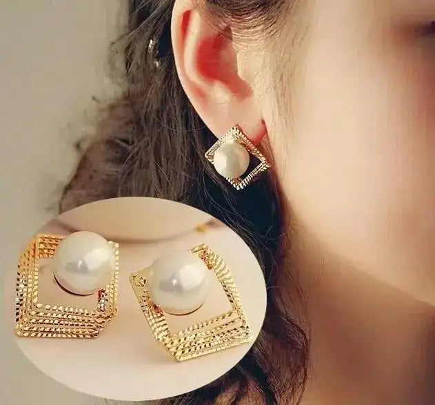 Stainless Steel Wrinkled Gold Color Earrings For Women Metal Earing Jewelry 2026 Trending Vintage Round Square Heart Earrings