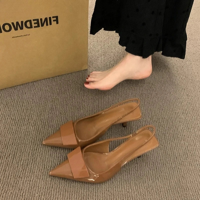 2025 Summer Women's Shoes High Heel Women Sandals Fashion Pointed Toe Singbacks Shoes Design Style Banquet Party Sandalias Shoes