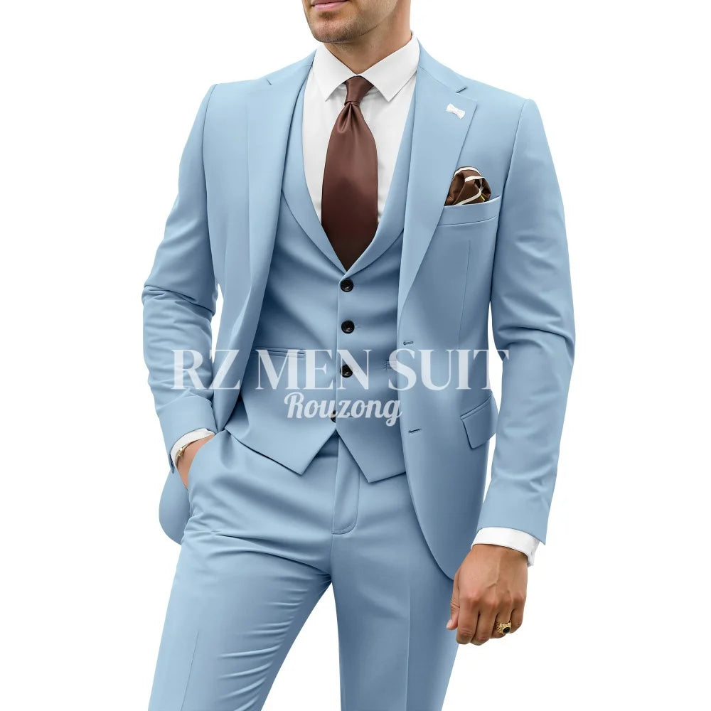 Mens Suit 3 Piece Suits for Men Slim Fit Wedding Groom Suit Men Blazer Vest Pant Suits for Prom Business Formal costumes hommes
