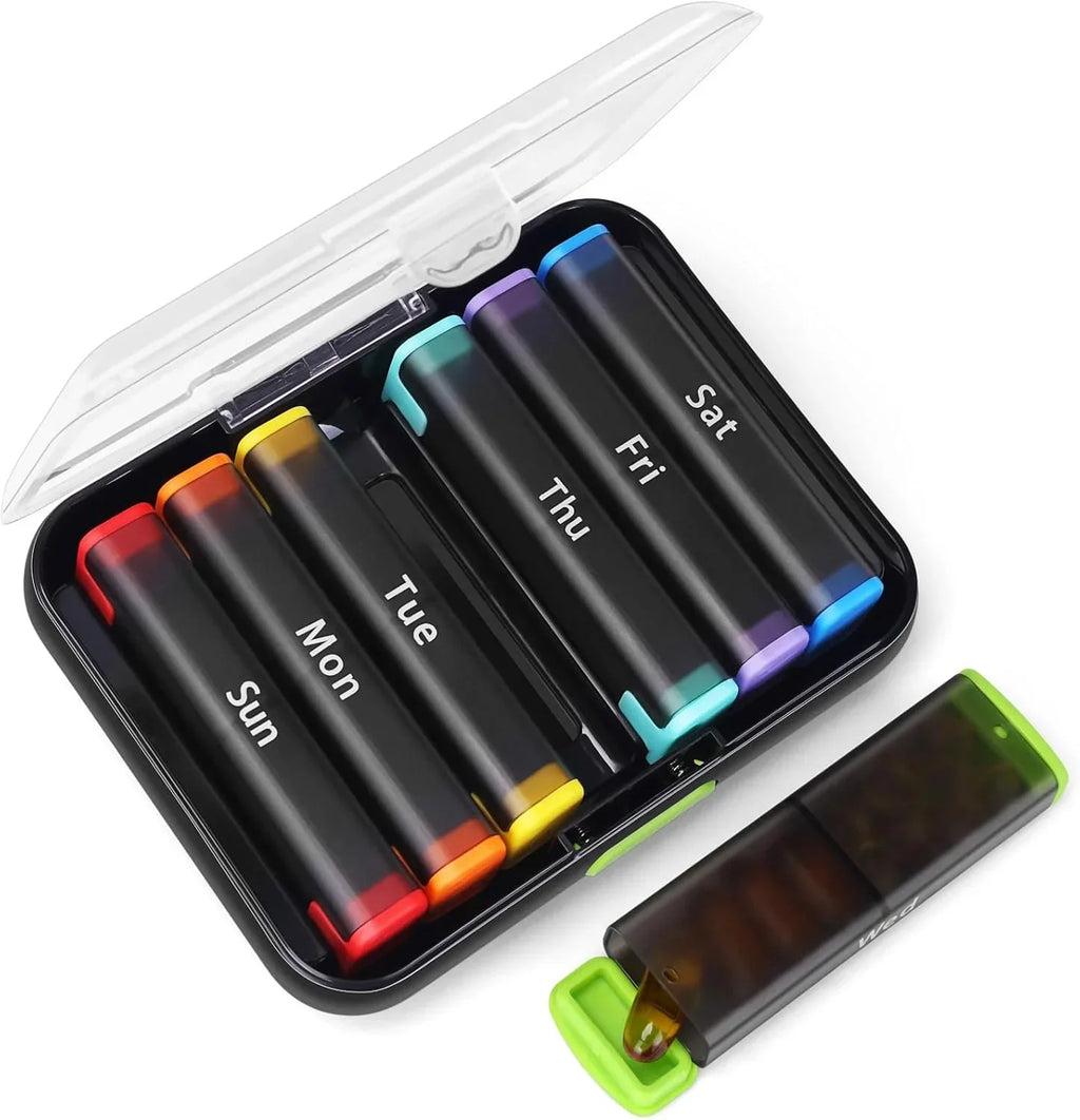 Medicine Box Weekly Pill Organizer Pill Box 7 Day with One-Side Large Openings for Easy to Use Case for Medication Vitamins Fish
