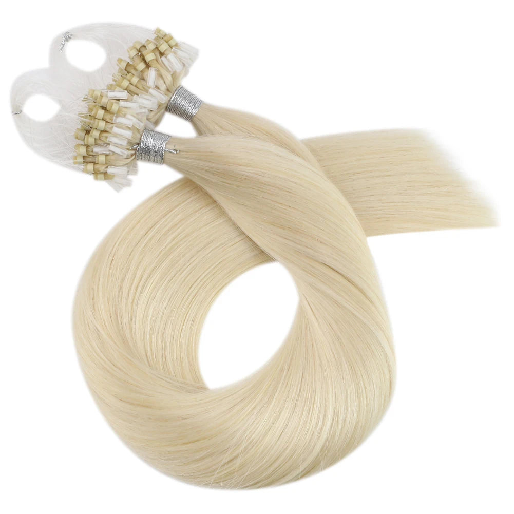 Moresoo Micro Loop Hair Extensions Microlinks Machine Remy Brazilian 1G/1S 50g Blonde Balayage 100% Real Human Hair Straight