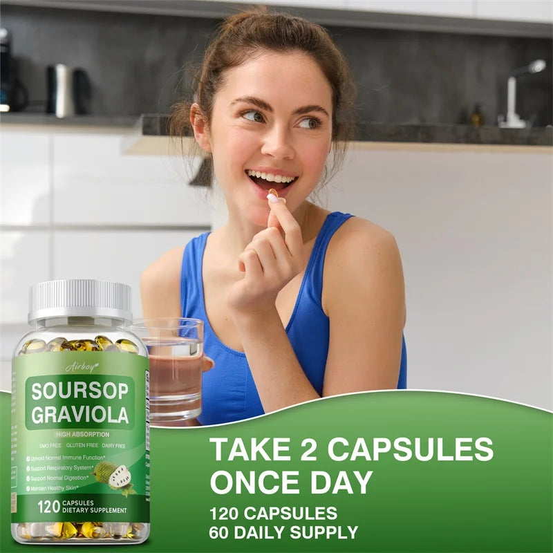 Soursop Graviola Supplement - Antioxidant, Promotes Digestion, Supports Gut Health, and Enhances Immunity