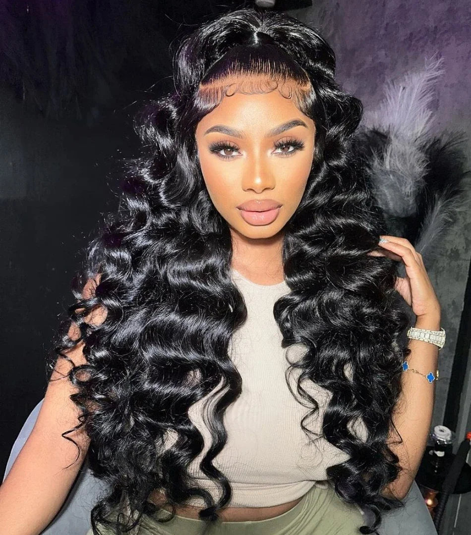 250 Density 30 40 Inch Loose Deep Wave Lace Frontal Wig 13x6 Hd Curly Human Hair Wigs 360 Water Wave Pre plucked Lace Front Wig