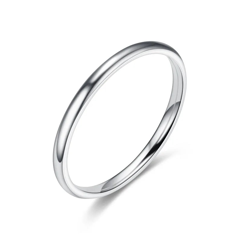 Freeteeme Punk 2mm/4mm/6mm/8mm Wide Simple Rings for Women Men Stainless Steel Smooth High Polished Wedding Finger Rings Jewelry