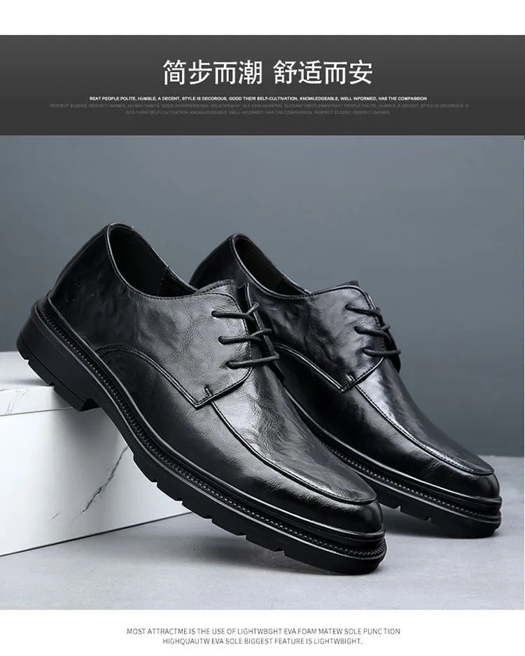 Men's shoes new spring and autumn British style leather shoes men's business dress big head cowhide work non-slip casual shoes