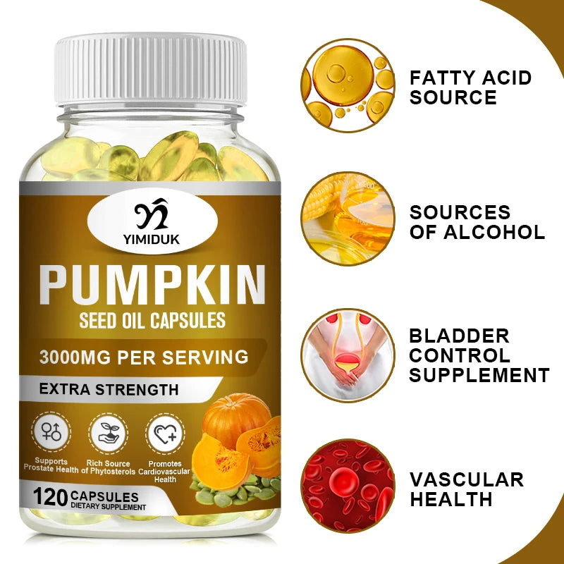 Best Pumpkin Seed Oil 3000mg Capsules, Support Heart Health, Cholesterol Support & Antioxidant Benefits, Overall Vitality, Vegan