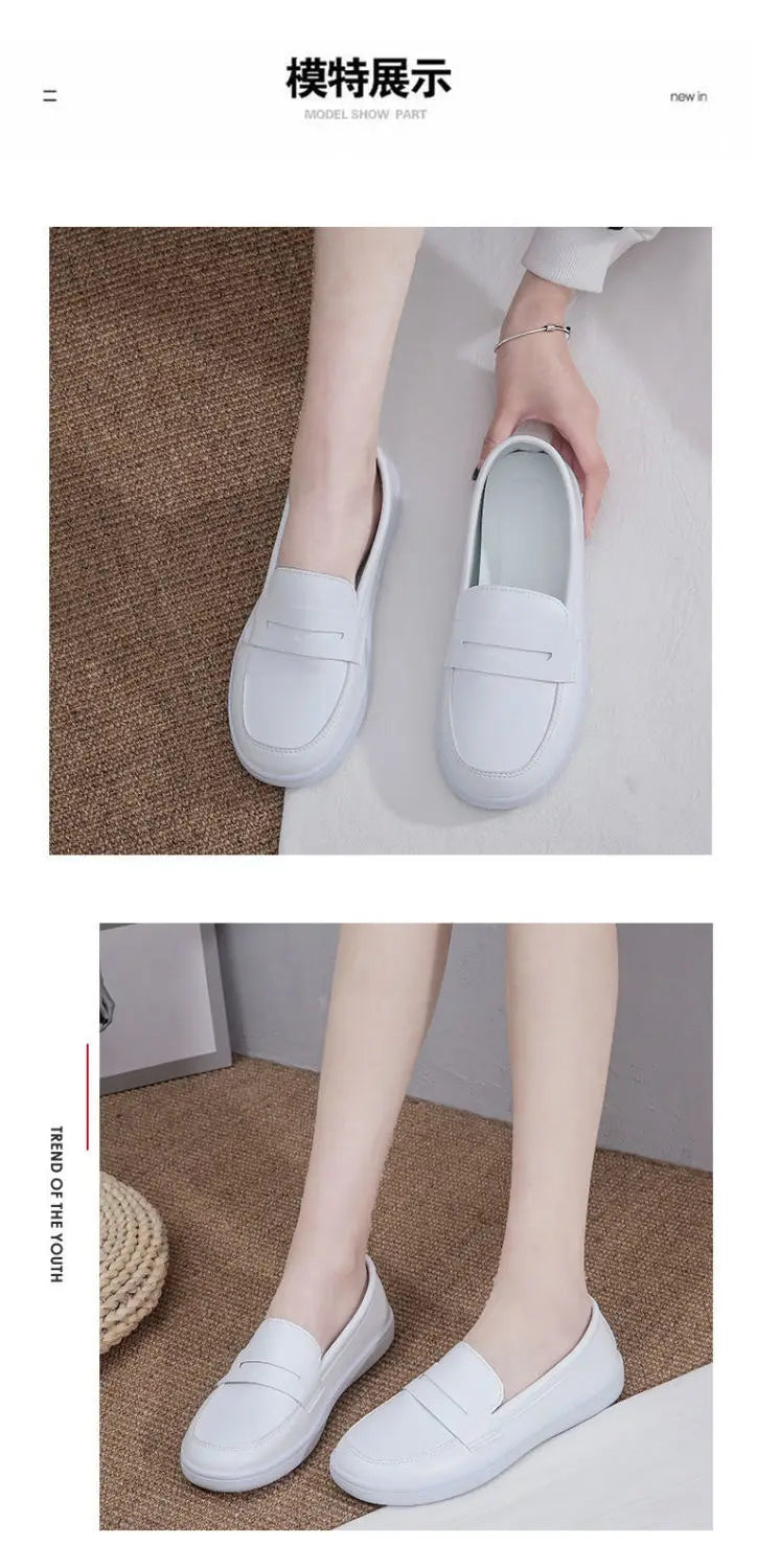 2024 New Summer White Nurse Shoes Women Soft Sole Fashion Comfortable Casual Comfortable Non-slip Flat Sports Walking Shoes