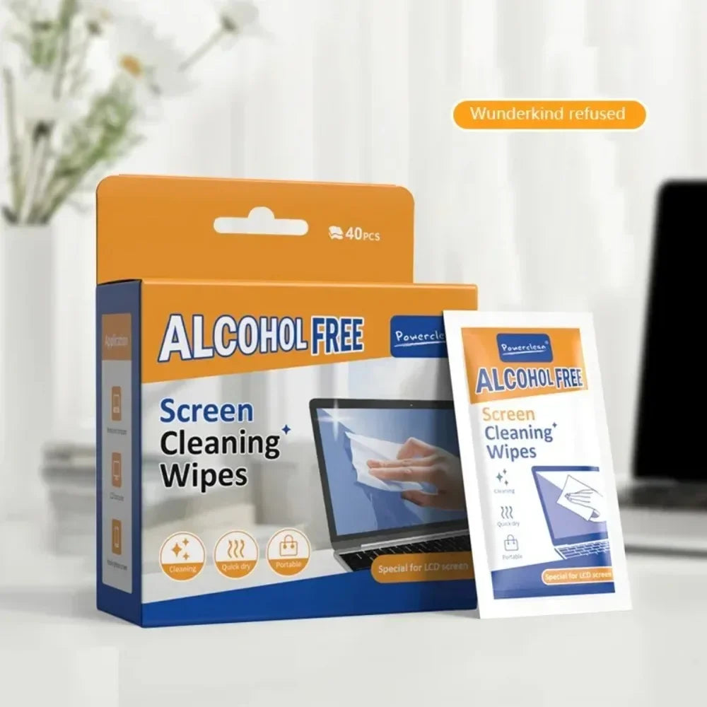 40-Pack PC Cleaning Wipes - Dry and Wet Cleaning Cloths for Car Screens, Phones, Tablets, Laptops, TVs and Monitors