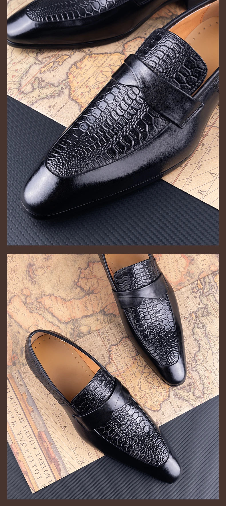 Genuine Leather Shoes For Men Dress British Business Party Slip on Black Point Toe Fashion Casual Formal Suit Handmade Men Shoes