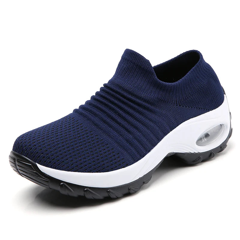 Women's Walking Trainers Fashion Fly Weaving Sock Sneakers Breathable Comfortable Nursing Shoes Casual Platform Loafers Non-Slip