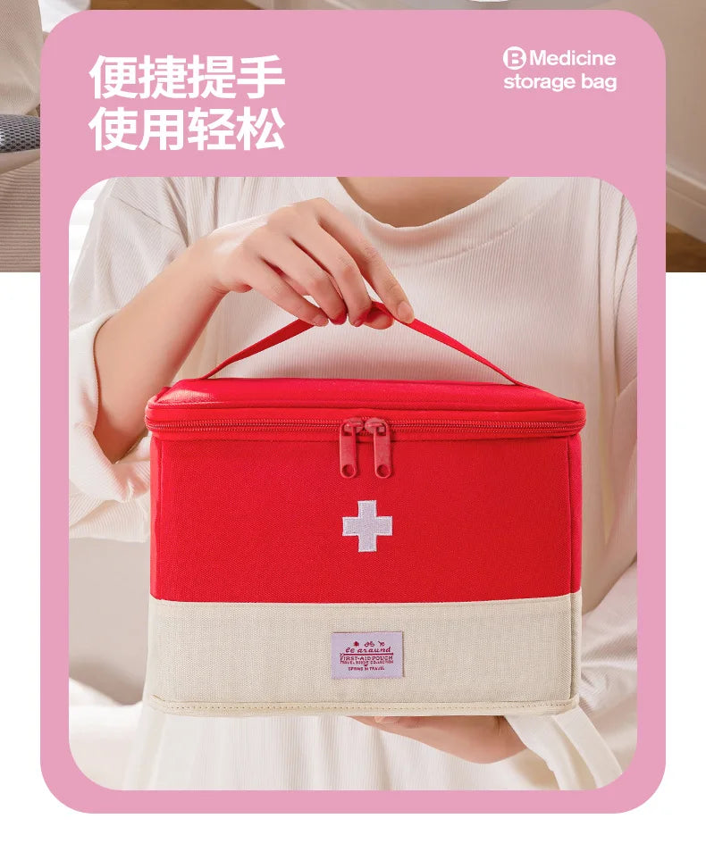 Medicine Organizer Bag for Family - Large Capacity Portable Drug Storage Pouch, First Aid Kit for Home & Travel Use