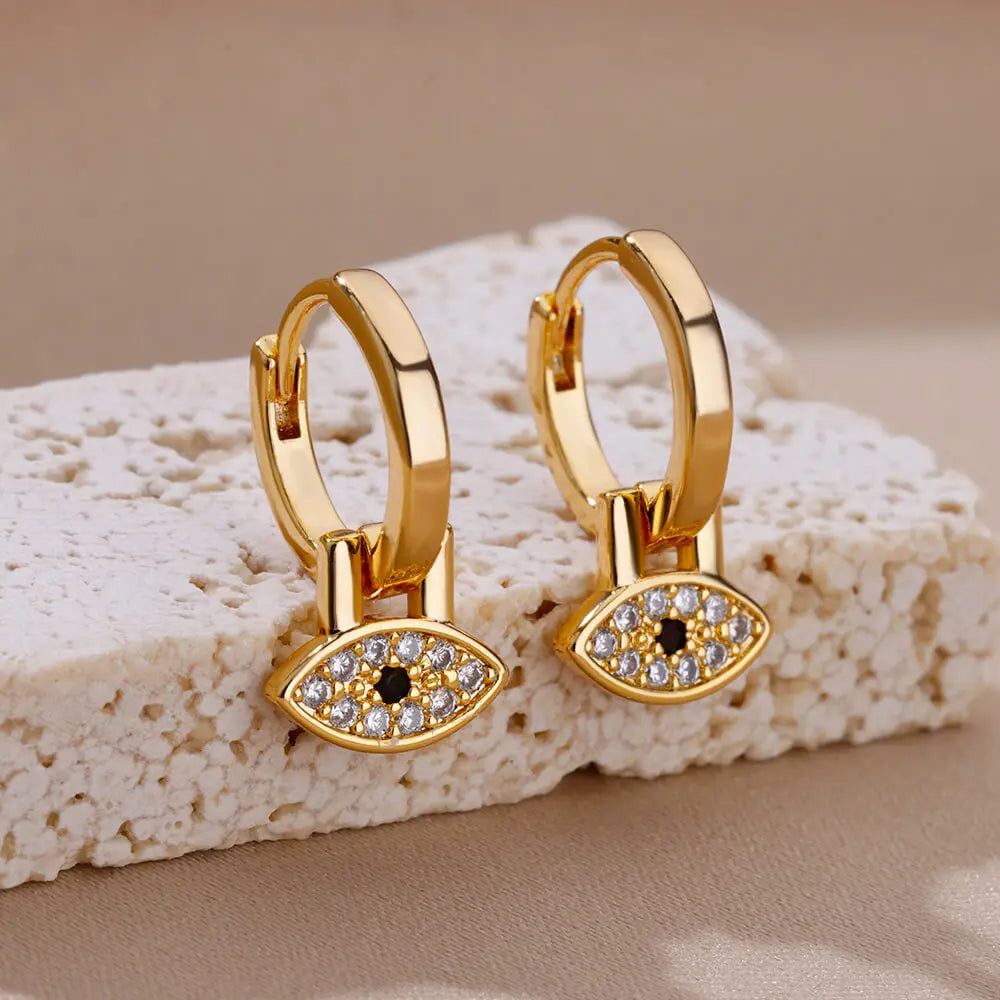 Zircon Cross Drop Earring for Women 2023 Gold Color Stainless Steel Earrings Luxury Ear Buckle Jewelry Wedding Gifts pendientes