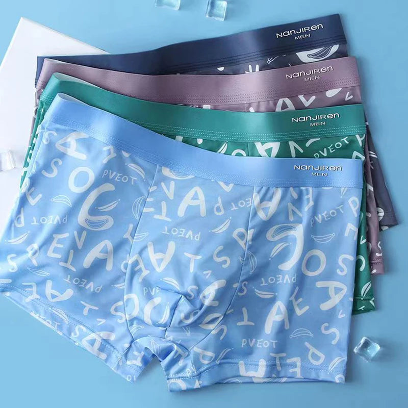 4Pcs Boxer Shorts Men's Underwear Sexy Panties Cotton Boxers Print Underpants Male Shorts U Convex Lingerie Plus Size 6XL