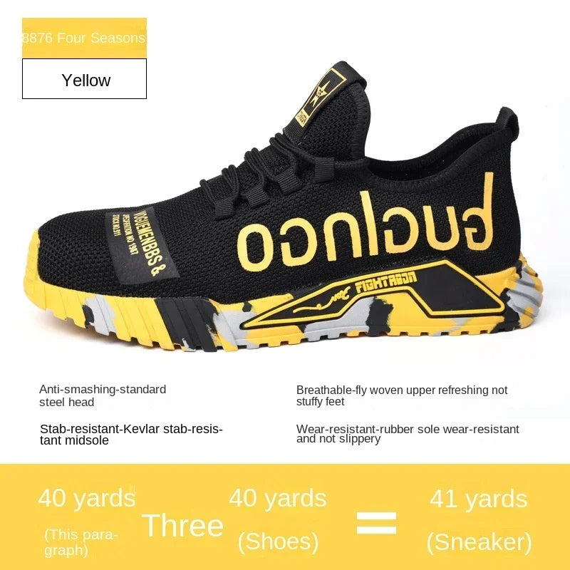 Work Sneakers Steel Toe Shoes Men Safety Shoes Puncture-Proof Work Shoes Boots Fashion Indestructible Footwear Security